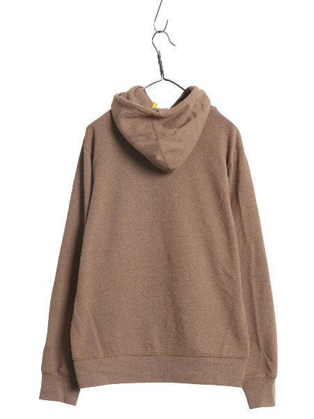 ノースフェイス プリント スウェット フード パーカー メンズ M アウトドア 裏起毛 プルオーバー トレーナー グラフィック ライト ブラウン