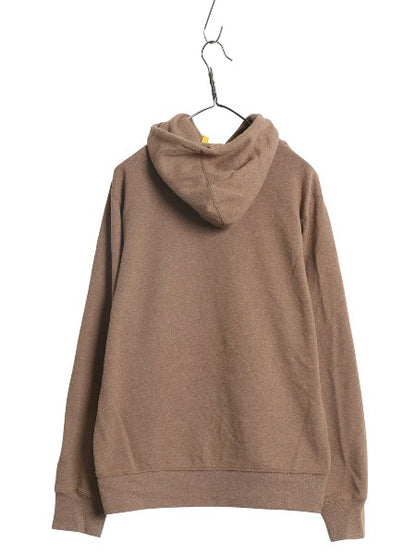 ノースフェイス プリント スウェット フード パーカー メンズ M アウトドア 裏起毛 プルオーバー トレーナー グラフィック ライト ブラウン