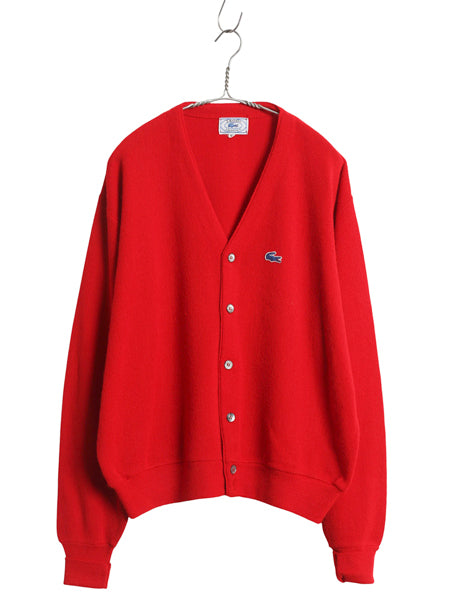 70s 80s ラコステ アクリル ニット カーディガン メンズ レディース XL 古着 ヴィンテージ 羽織り 前開き 糸巻タグ セーター 大きいサイズ