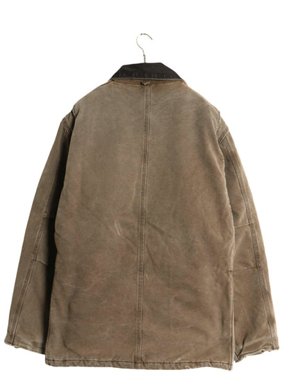 90s カーハート トラディショナル コート メンズ XL 程/ オールド ワーク ダック ジャケット 中綿 キルティング ライナー ハーフ コート 茶