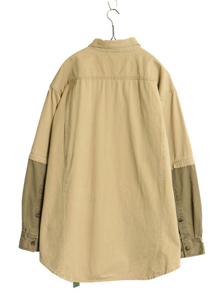 90s オービス コットン キャンバス ボタンダウン シャツ メンズ XL オールド アウトドア 長袖 半袖 2WAY コンバーチブル 大きいサイズ 厚手