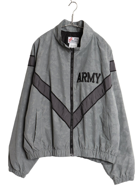 米軍実物 US ARMY ACU 迷彩 リフレクター ナイロン トレーニング ジャケット MEDIUM SHORT / 11年製 ミリタリー IPFU 軍物 ツートン グレー
