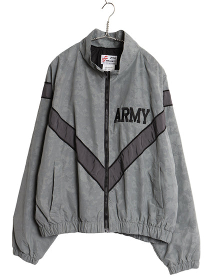 米軍実物 US ARMY ACU 迷彩 リフレクター ナイロン トレーニング ジャケット MEDIUM SHORT / 11年製 ミリタリー IPFU 軍物 ツートン グレー