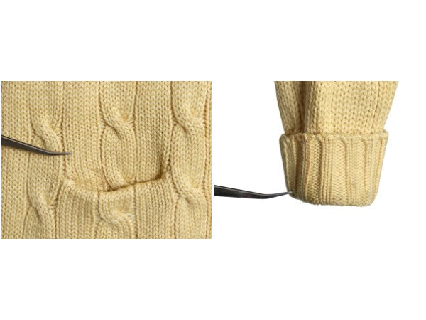 90s ポロ ラルフローレン ショールカラー ニットカーディガン メンズ M / オールド ウール ケーブル セーター 前開き ポケット付き 無地 黄