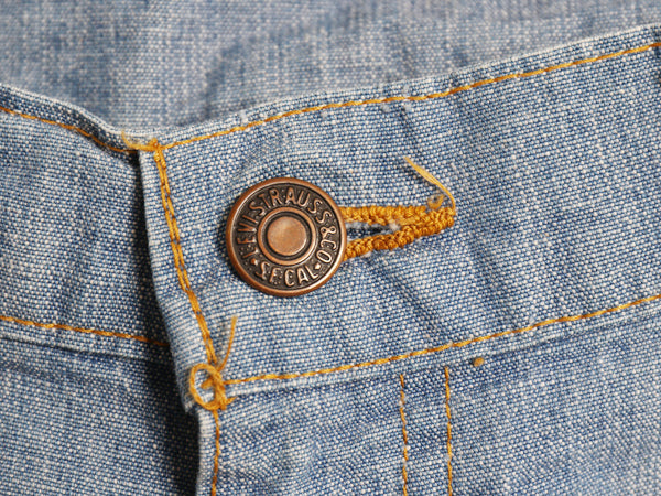 70s USA製 ★ リーバイス 666 シャンブレー ワイド フレア パンツ メンズ 35 34 ヴィンテージ ブーツカット ベルボトム コットン 42タロン