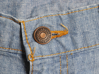 70s USA製 ★ リーバイス 666 シャンブレー ワイド フレア パンツ メンズ 35 34 ヴィンテージ ブーツカット ベルボトム コットン 42タロン