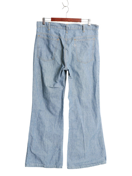 70s USA製 ★ リーバイス 666 シャンブレー ワイド フレア パンツ メンズ 35 34 ヴィンテージ ブーツカット ベルボトム コットン 42タロン