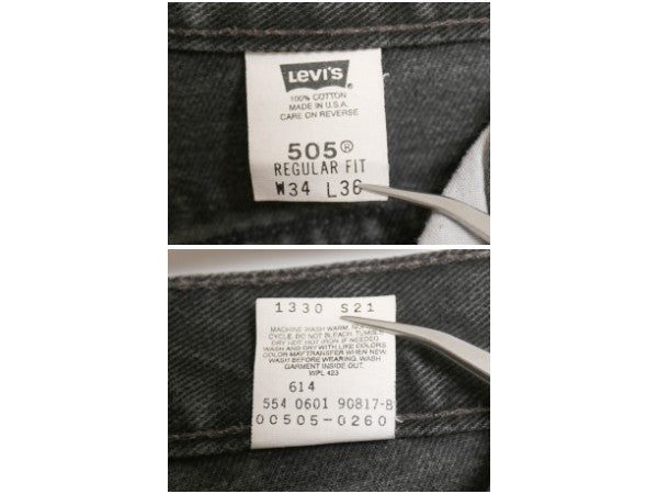 00s USA製 リーバイス 505 ブラック デニム パンツ メンズ 34 36 オールド ジーンズ ジーパン Gパン スリム ストレート ボトムス 黒 赤タブ