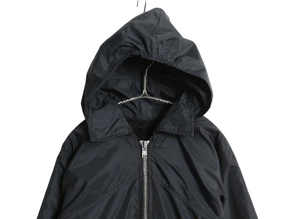 80s USA製 チャンピオン カレッジ プリント ナイロン ジャケット メンズ L ヴィンテージ ハーフ コート ボア フリース ライナー 目付き 黒