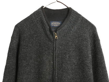 ペンドルトン フルジップ ニット セーター ジャケット メンズ L / ドライバーズ ウール モックネック カーディガン ブルゾン 無地 洗濯可能
