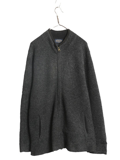 ペンドルトン フルジップ ニット セーター ジャケット メンズ L / ドライバーズ ウール モックネック カーディガン ブルゾン 無地 洗濯可能