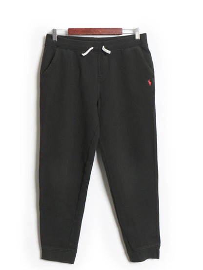 ポロ ラルフローレン ポケット付き スウェット パンツ キッズ XL レディース S 程 古着 裏起毛 トレーナー ワンポイント イージーパンツ 黒