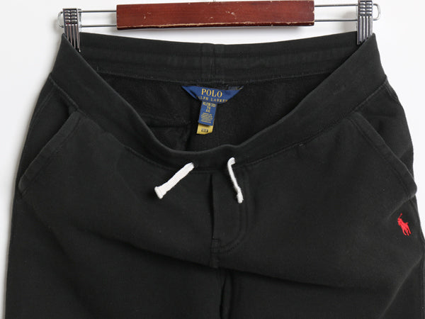 ポロ ラルフローレン ポケット付き スウェット パンツ キッズ XL レディース S 程 古着 裏起毛 トレーナー ワンポイント イージーパンツ 黒