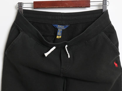 ポロ ラルフローレン ポケット付き スウェット パンツ キッズ XL レディース S 程 古着 裏起毛 トレーナー ワンポイント イージーパンツ 黒