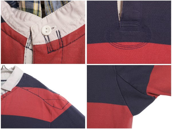 ラグビー ラルフローレン ボーダー 長袖 ラガーシャツ メンズ S ポロ ヴィンテージ 加工 ラグビー 長袖シャツ ポロシャツ カットソー 赤 紺