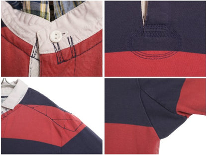 ラグビー ラルフローレン ボーダー 長袖 ラガーシャツ メンズ S ポロ ヴィンテージ 加工 ラグビー 長袖シャツ ポロシャツ カットソー 赤 紺