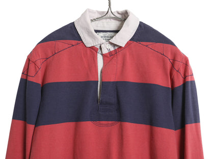 ラグビー ラルフローレン ボーダー 長袖 ラガーシャツ メンズ S ポロ ヴィンテージ 加工 ラグビー 長袖シャツ ポロシャツ カットソー 赤 紺