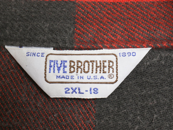 70s 80s USA製 ファイブブラザー チェック ヘビー フランネル シャツ メンズ 2XL / ヴィンテージ ネルシャツ ヘビーウェイト 大きいサイズ