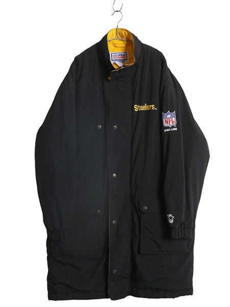 90s スターター スティーラーズ 中綿 ナイロン ベンチ コート メンズ L オールド NFL アメフト オフィシャル ジャケット スタジャン 黒