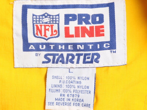 90s スターター スティーラーズ 中綿 ナイロン ベンチ コート メンズ L オールド NFL アメフト オフィシャル ジャケット スタジャン 黒