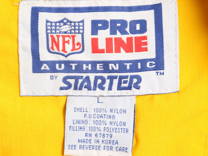 90s スターター スティーラーズ 中綿 ナイロン ベンチ コート メンズ L オールド NFL アメフト オフィシャル ジャケット スタジャン 黒