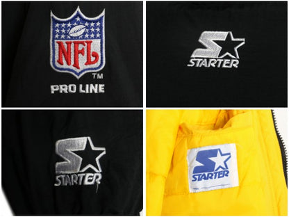 90s スターター スティーラーズ 中綿 ナイロン ベンチ コート メンズ L オールド NFL アメフト オフィシャル ジャケット スタジャン 黒