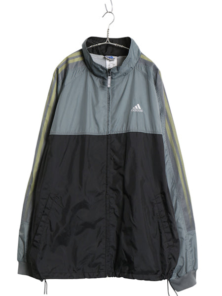 90s アディダス ナイロン トラック ジャケット メンズ 2XL 古着 オールド フルジップ ジャンパー ウインドブレーカー 3ライン 大きいサイズ