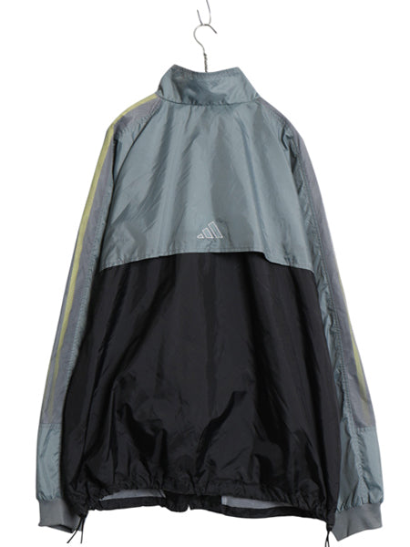 90s アディダス ナイロン トラック ジャケット メンズ 2XL 古着 オールド フルジップ ジャンパー ウインドブレーカー 3ライン 大きいサイズ