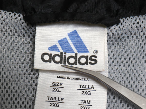 90s アディダス ナイロン トラック ジャケット メンズ 2XL 古着 オールド フルジップ ジャンパー ウインドブレーカー 3ライン 大きいサイズ