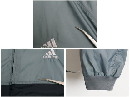 90s アディダス ナイロン トラック ジャケット メンズ 2XL 古着 オールド フルジップ ジャンパー ウインドブレーカー 3ライン 大きいサイズ