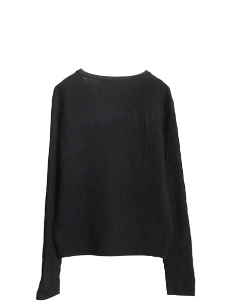 ラルフローレン Vネック ケーブル ニット セーター レディース XL ポロ ラム ウール 長袖ニット シンプル きれいめ 大きいサイズ ブラック