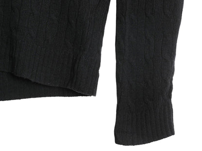 ラルフローレン Vネック ケーブル ニット セーター レディース XL ポロ ラム ウール 長袖ニット シンプル きれいめ 大きいサイズ ブラック