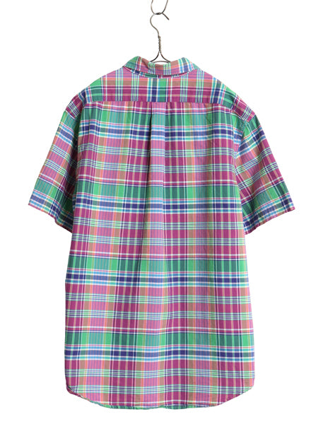 ラルフローレン 半袖 ボタンダウン シャツ メンズ XL / 古着 ポロ 半袖シャツ マドラス チェック オックスフォード コットン 大きいサイズ