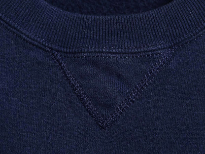90s ラッセル ワンポイント ロゴ 刺繍 スウェット メンズ レディース L / オールド トレーナー 前V 裏起毛 クルーネック シンプル ネイビー