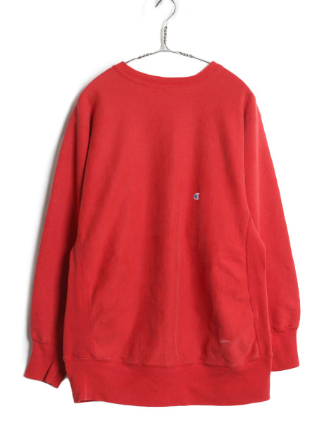 90s USA製 ★ チャンピオン リバースウィーブ スウェット メンズ XL / オールド 裏起毛 トレーナー ワンポイント 目付き 大きいサイズ  赤