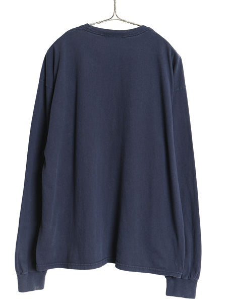 00s エルエルビーン 3段 ロゴ プリント 長袖 Tシャツ XL 古着 オールド ロンT ヘビーウェイト コットン カットソー ネイビー 大きいサイズ