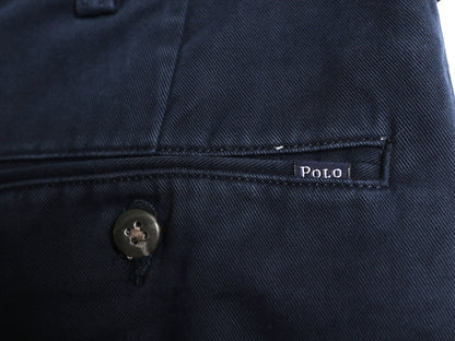 90s ポロ ラルフローレン コットン チノ パンツ メンズ 実寸 34 25 / オールド スラックス チノパン ストレート ツータック クロップド 紺