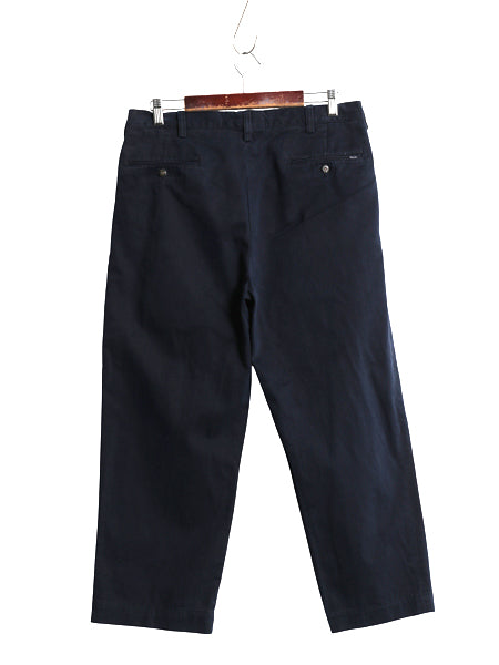 90s ポロ ラルフローレン コットン チノ パンツ メンズ 実寸 34 25 / オールド スラックス チノパン ストレート ツータック クロップド 紺