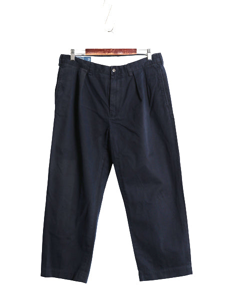 90s ポロ ラルフローレン コットン チノ パンツ メンズ 実寸 34 25 / オールド スラックス チノパン ストレート ツータック クロップド 紺