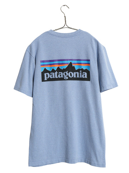 パタゴニア 両面 プリント 半袖 Tシャツ メンズ S / 18年製 アウトドア P6 バックプリント ボックスロゴ カットソー トップス シンプル 青