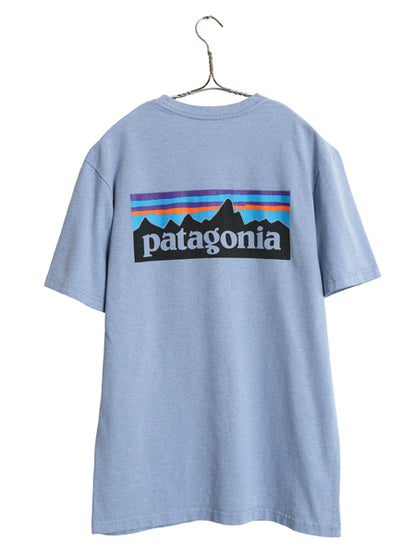 パタゴニア 両面 プリント 半袖 Tシャツ メンズ S / 18年製 アウトドア P6 バックプリント ボックスロゴ カットソー トップス シンプル 青