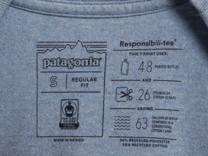 パタゴニア 両面 プリント 半袖 Tシャツ メンズ S / 18年製 アウトドア P6 バックプリント ボックスロゴ カットソー トップス シンプル 青