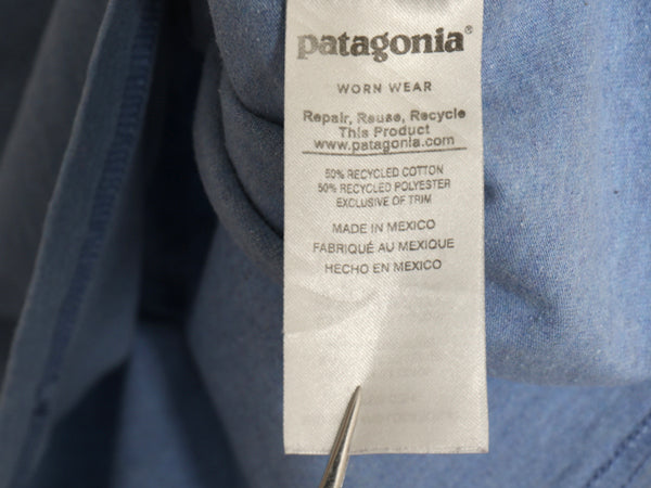 パタゴニア 両面 プリント 半袖 Tシャツ メンズ S / 18年製 アウトドア P6 バックプリント ボックスロゴ カットソー トップス シンプル 青