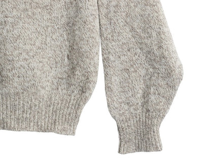 90s USA製 ランズエンド ニット セーター メンズ L 古着 オールド ウール 長袖ニット ミドルゲージ クルーネック 無地 シンプル トップス