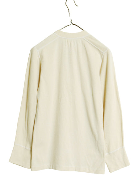 70s 米軍実物 US ARMY ヘンリーネック アンダーシャツ メンズ XS / 71年製 ヴィンテージ 長袖 Tシャツ サーマル リブ編み ナチュラル 無地