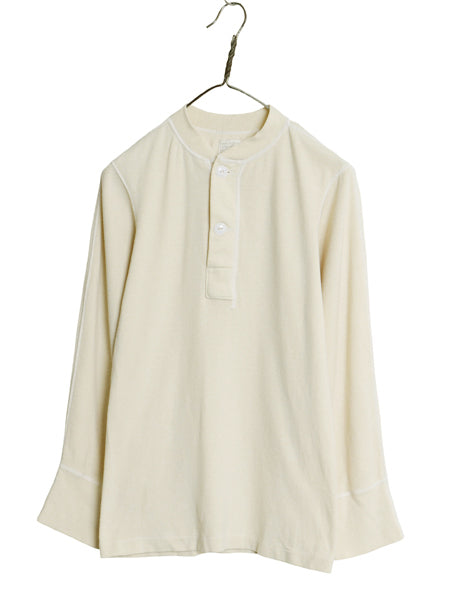 70s 米軍実物 US ARMY ヘンリーネック アンダーシャツ メンズ XS / 71年製 ヴィンテージ 長袖 Tシャツ サーマル リブ編み ナチュラル 無地