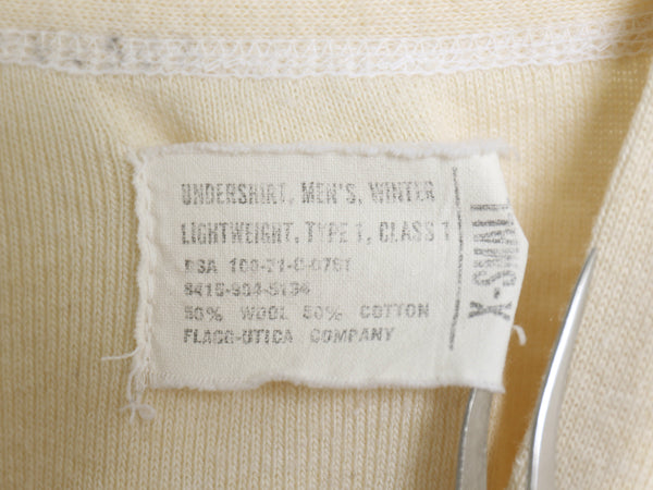 70s 米軍実物 US ARMY ヘンリーネック アンダーシャツ メンズ XS / 71年製 ヴィンテージ 長袖 Tシャツ サーマル リブ編み ナチュラル 無地