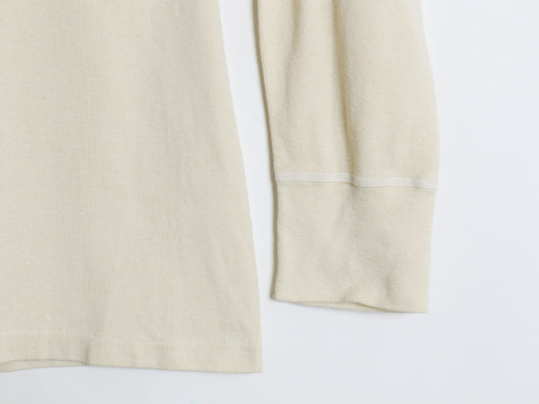 70s 米軍実物 US ARMY ヘンリーネック アンダーシャツ メンズ XS / 71年製 ヴィンテージ 長袖 Tシャツ サーマル リブ編み ナチュラル 無地