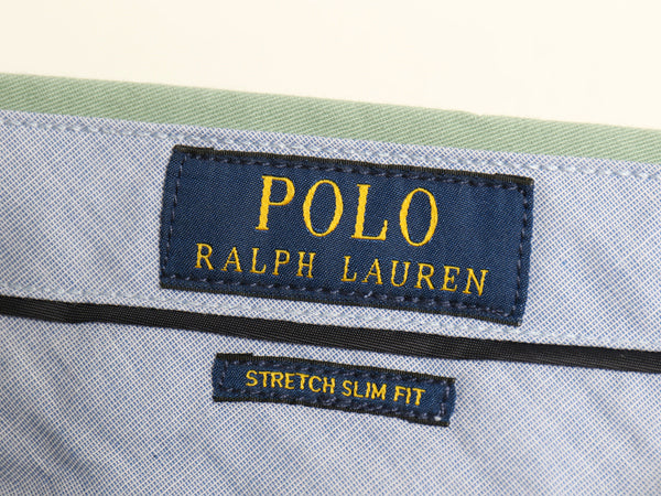 ポロ ラルフローレン チノ パンツ メンズ 34 32 / STRETCH SLIM FIT スラックス ノータック ストレート チノパン ボトムス トラウザー 緑