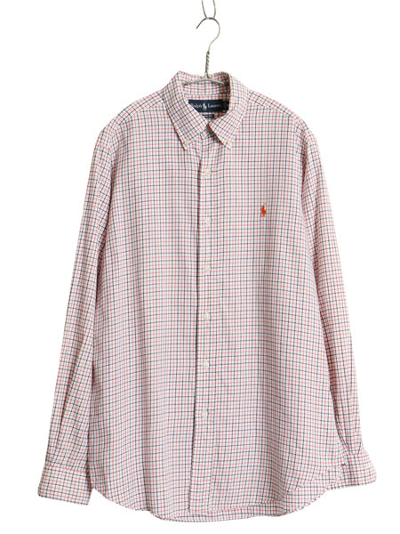 00s ラルフローレン チェック 長袖 ボタンダウン シャツ メンズ M オールド ポロ CLASSIC FIT コットン ワンポイント ポニー マルチカラー